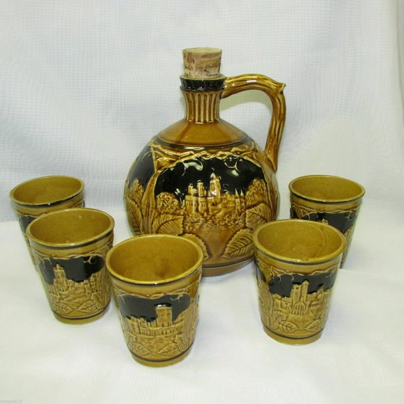 Vintage Liquor Decanter Set Mid-Century Ceramic Pottery Please Read Description - Picture 2 of 13